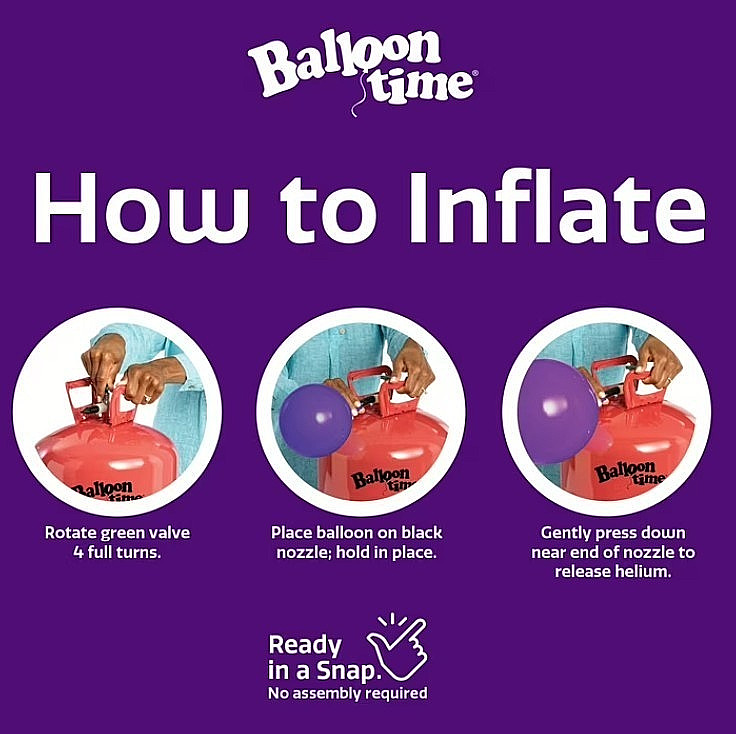 Balloon Time Standard Helium Air Tank Kit 30 9″Ballons Ribbon Birthday Party NEW