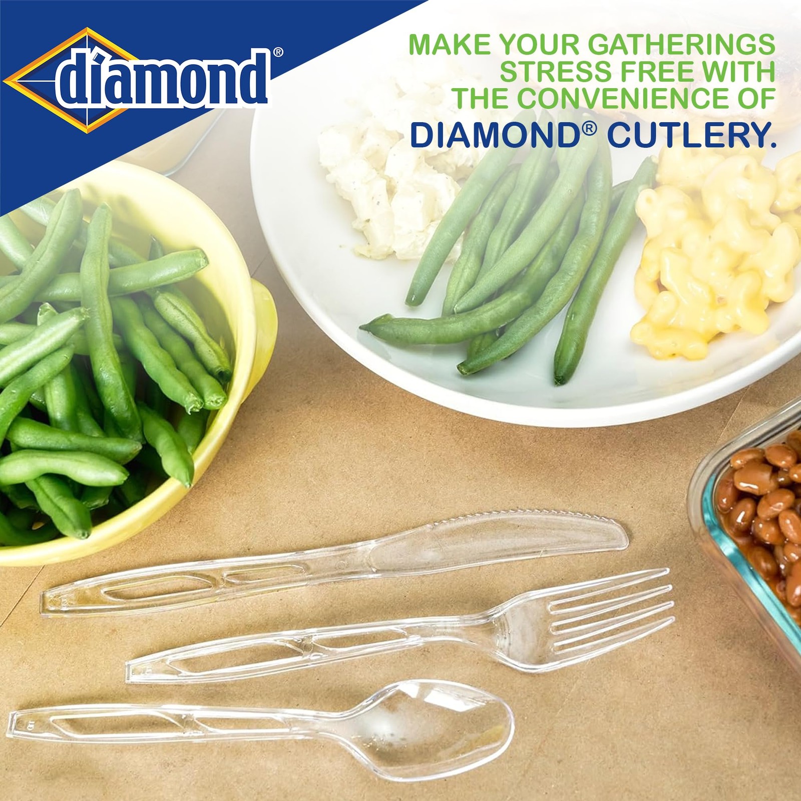 Diamond 288 Count All Occasion Clear Disposable Cutlery Set – 96 Forks Knives
