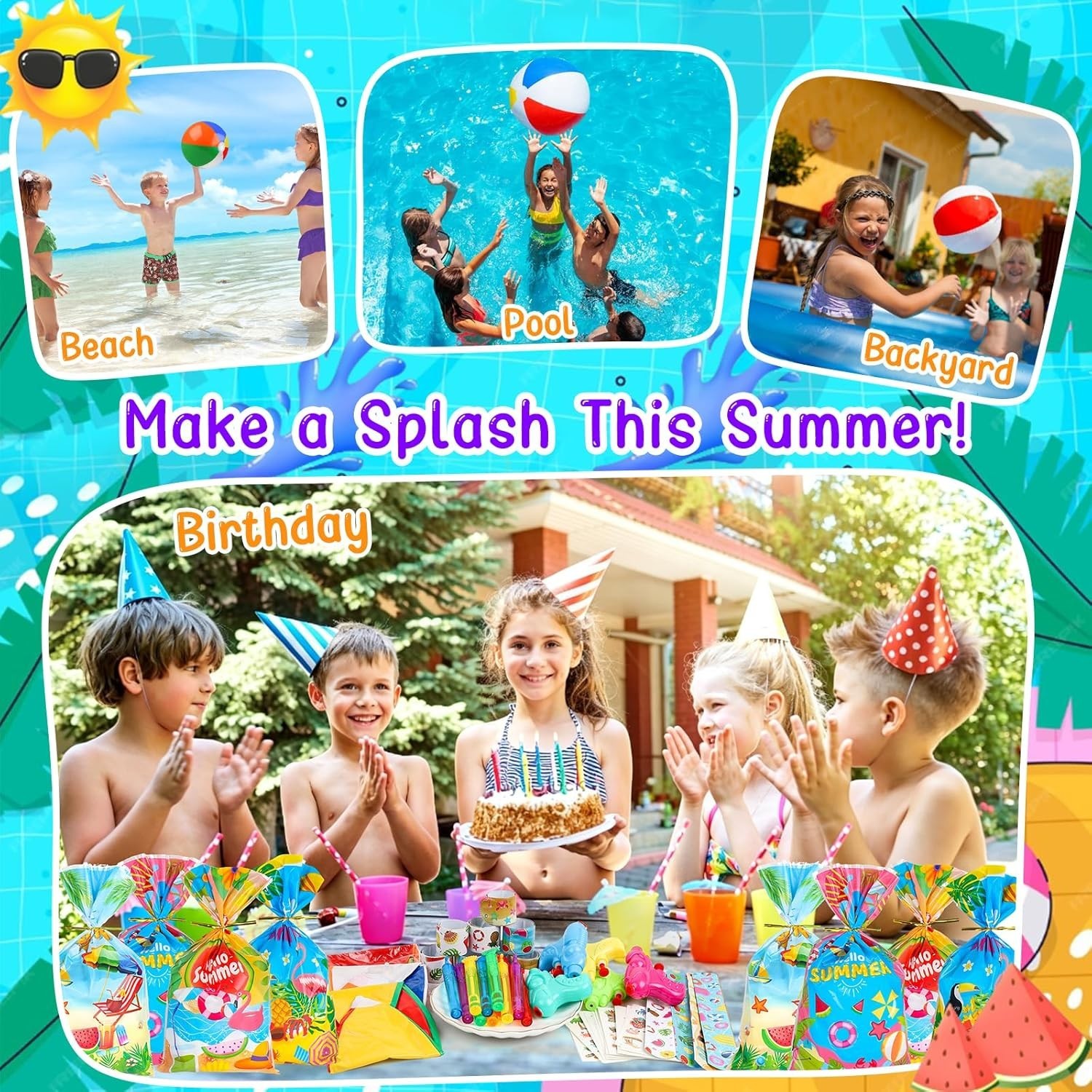 Beach Pool Party Favors Bulk, 24 Pack Summer Party Favors with Beach Balls Sl…