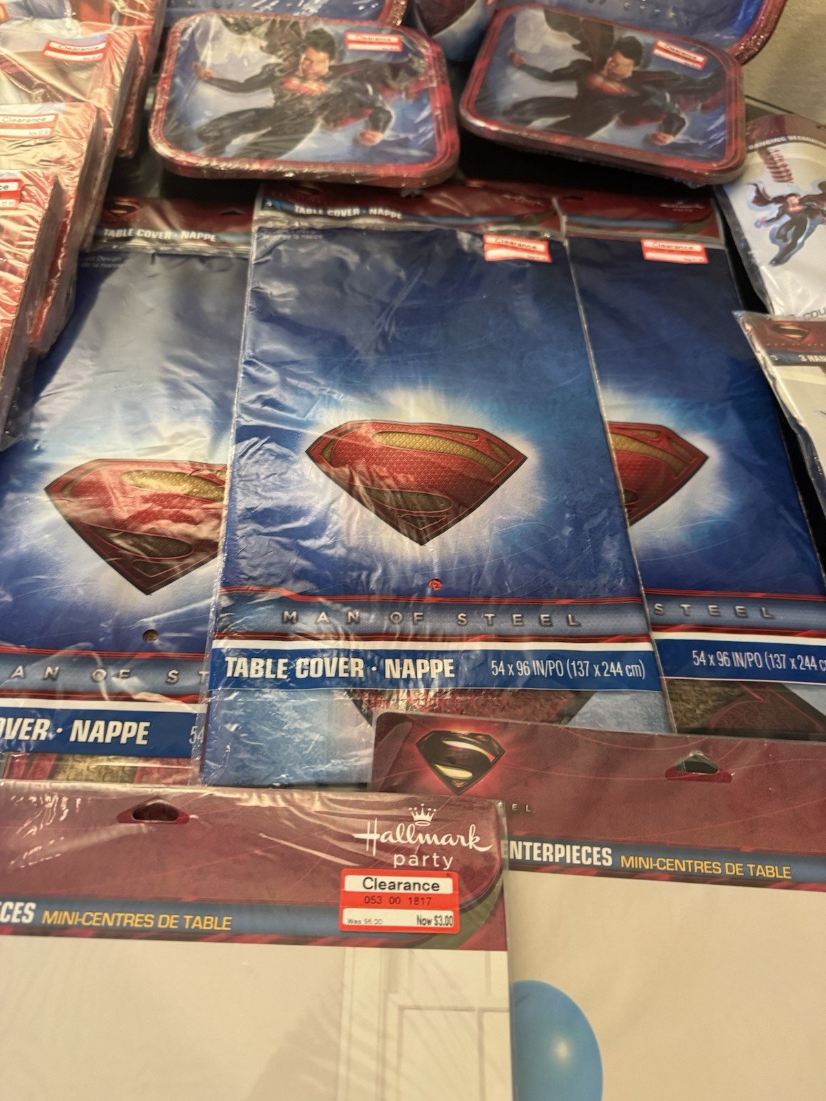 220 Pcs Superman Birthday Party Supplies Decoration Plates Napkins Table Cover