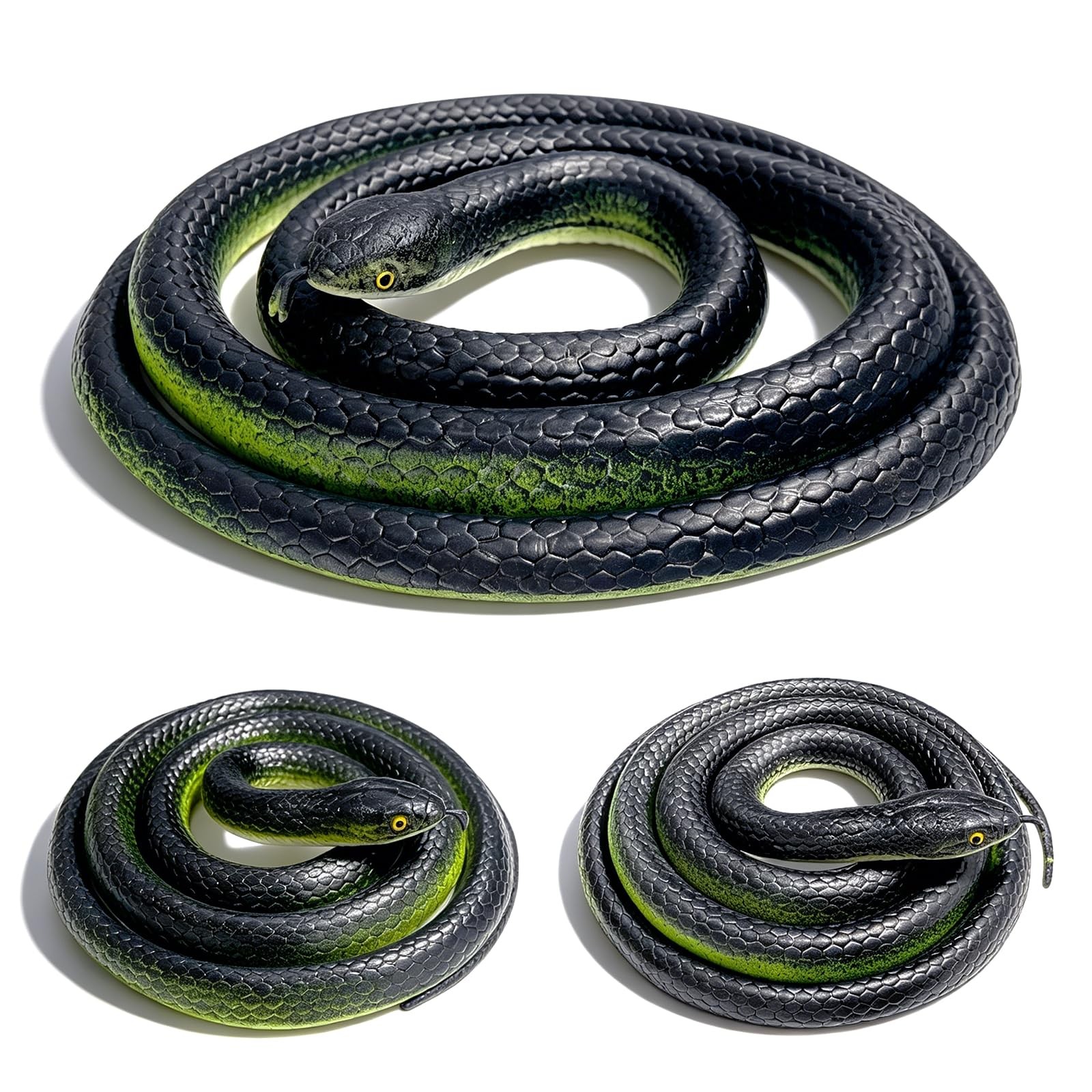 LRCXL 3 Pack Rubber Snakes Fake Snake, Realistic Large Snakes Toy Keep Birds …
