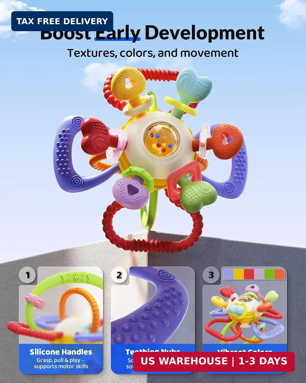 Baby Montessori Sensory Teething Toy – Safe, Multi-Functional BPA-Free Silicone