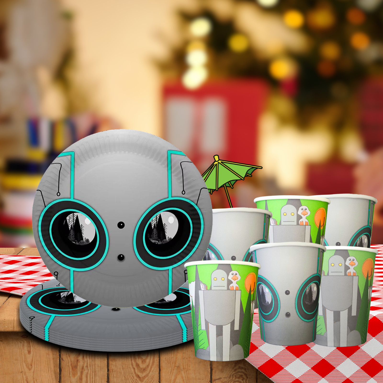 The Wild Robot Party Supplies happy birthday centerpiece decoration cup plate