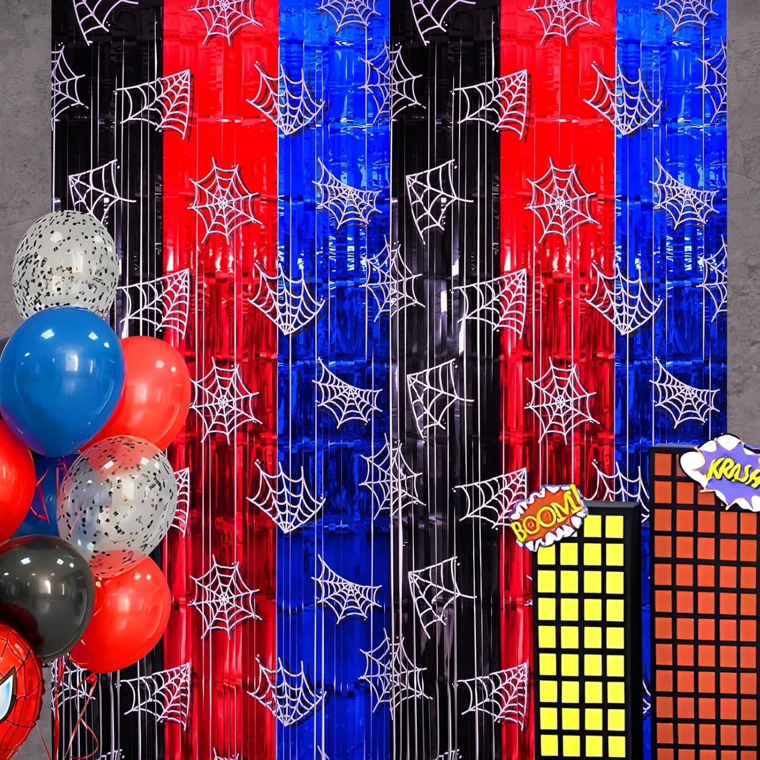 Spider Web Birthday Decorations, 2 Pack Spider Party Supplies 3.3×6.6ft Tinse…