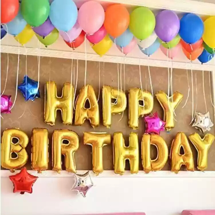 Happy Birthday Balloons Banner Bunting Self Inflating Decoration Letters Balloon