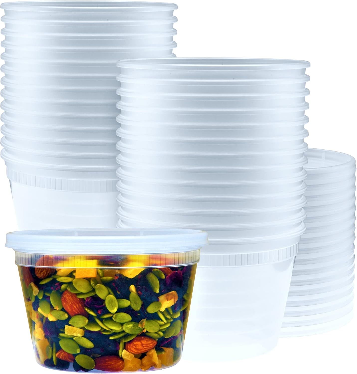 16 Oz. Disposable Clear Plastic Containers with Lids 50 Pack, Lunch Leakproof ro