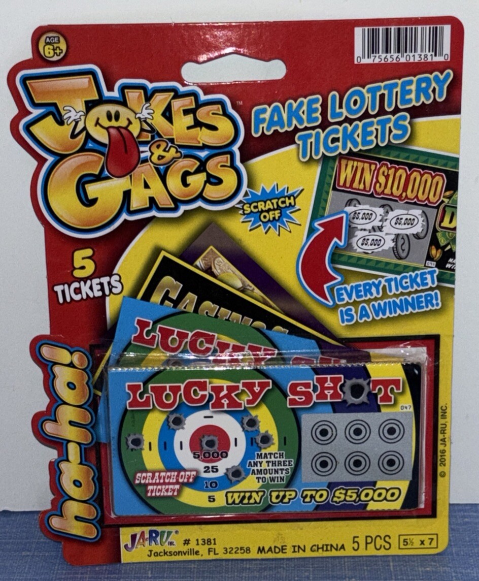 Fake Lottery Tickets Jokes and Gags Lucky Shot 5 Tickets JA-RU Gag Trick New