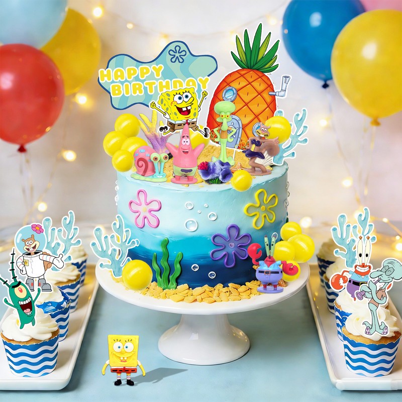 SpongeBob Cake Decoration 39 PCS SpongeBob Patrick Cake Toppers Cupcake Toppers