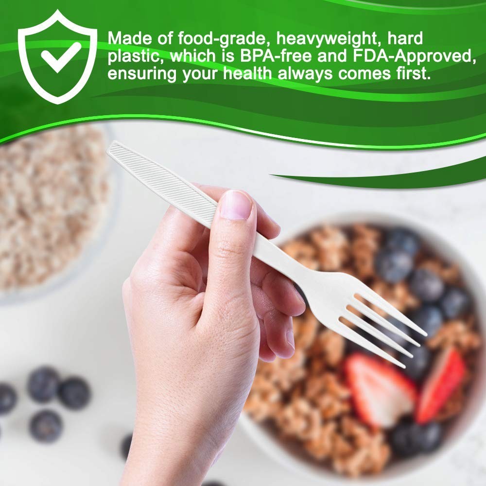 400 Count Heavy Duty Plastic Forks | Disposable Cutlery, BPA Free, Reusable, Par
