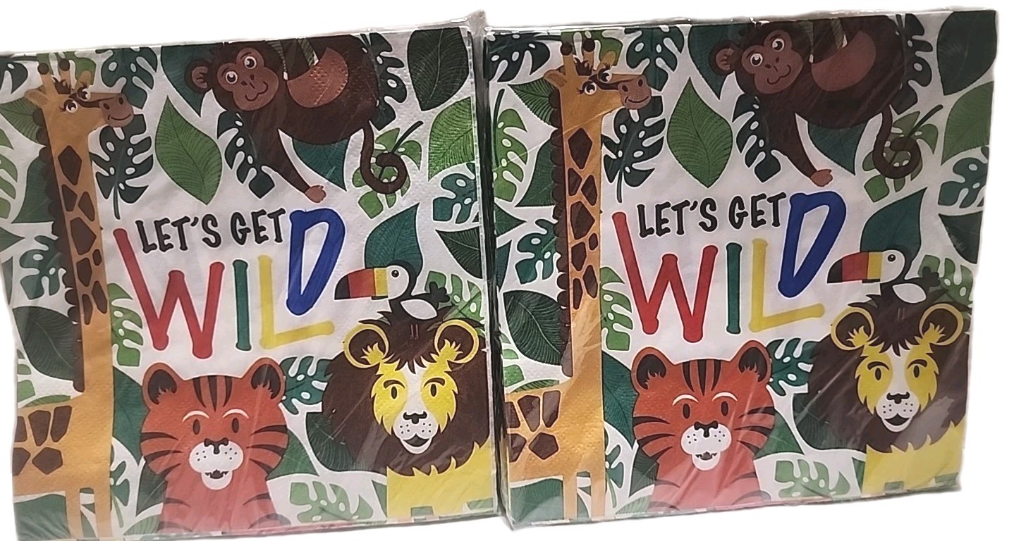 Let’s Get Wild Paper Napkins Zoo Animal Print Square 2 PKG 50 Napkins (DGT181)