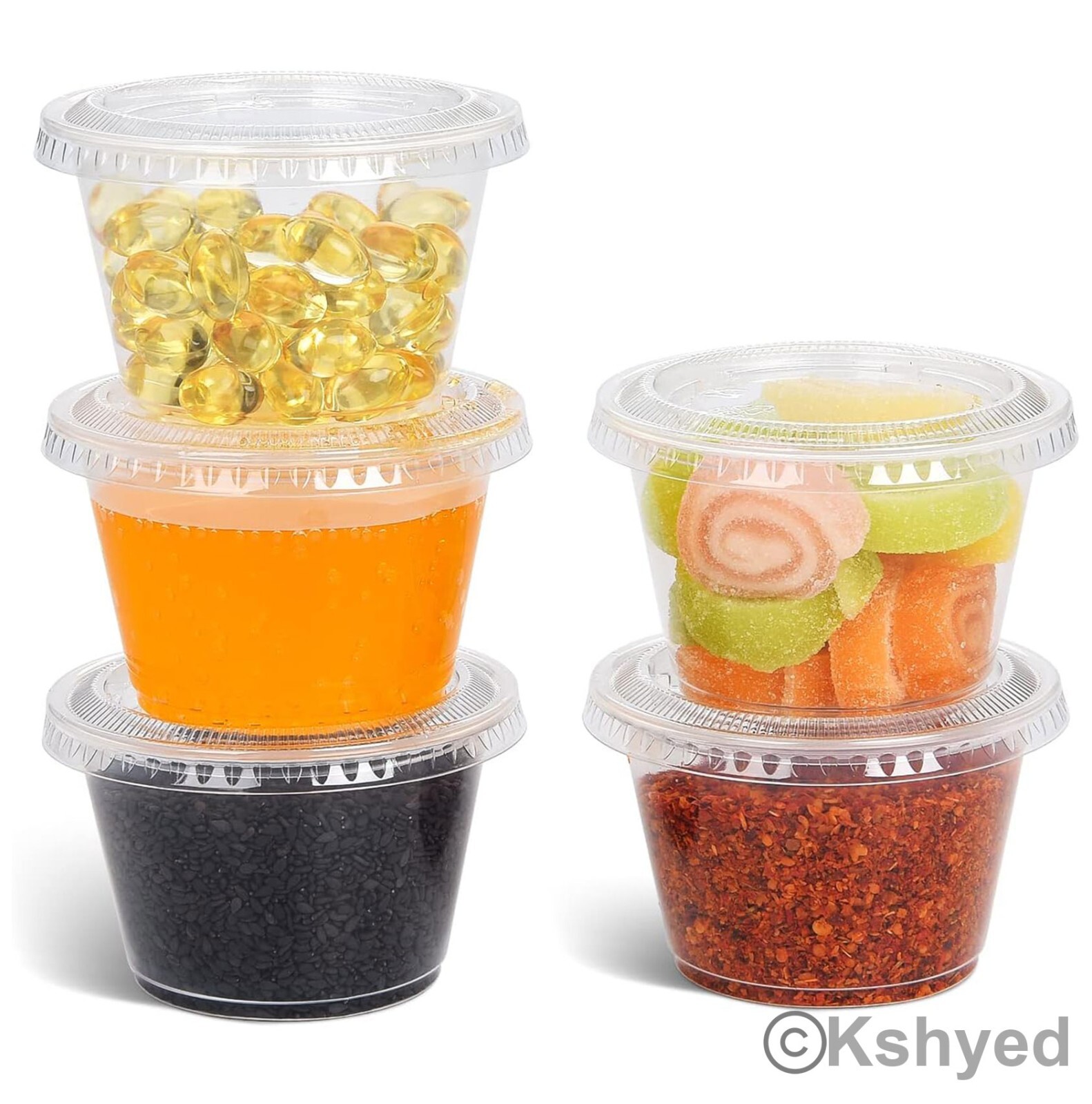 16 PCS Clear Shot Plastic Disposable Portion Cups With Lids In Bag 4 Oz – New