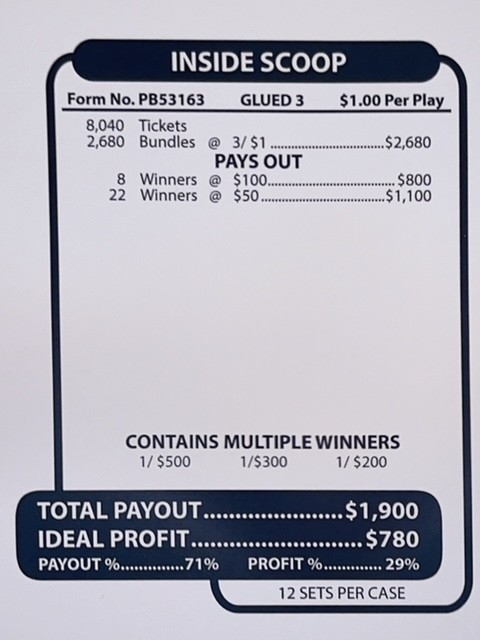 Pull Tab Tickets – Jars – Game – Inside Scoop – 2,680 ct