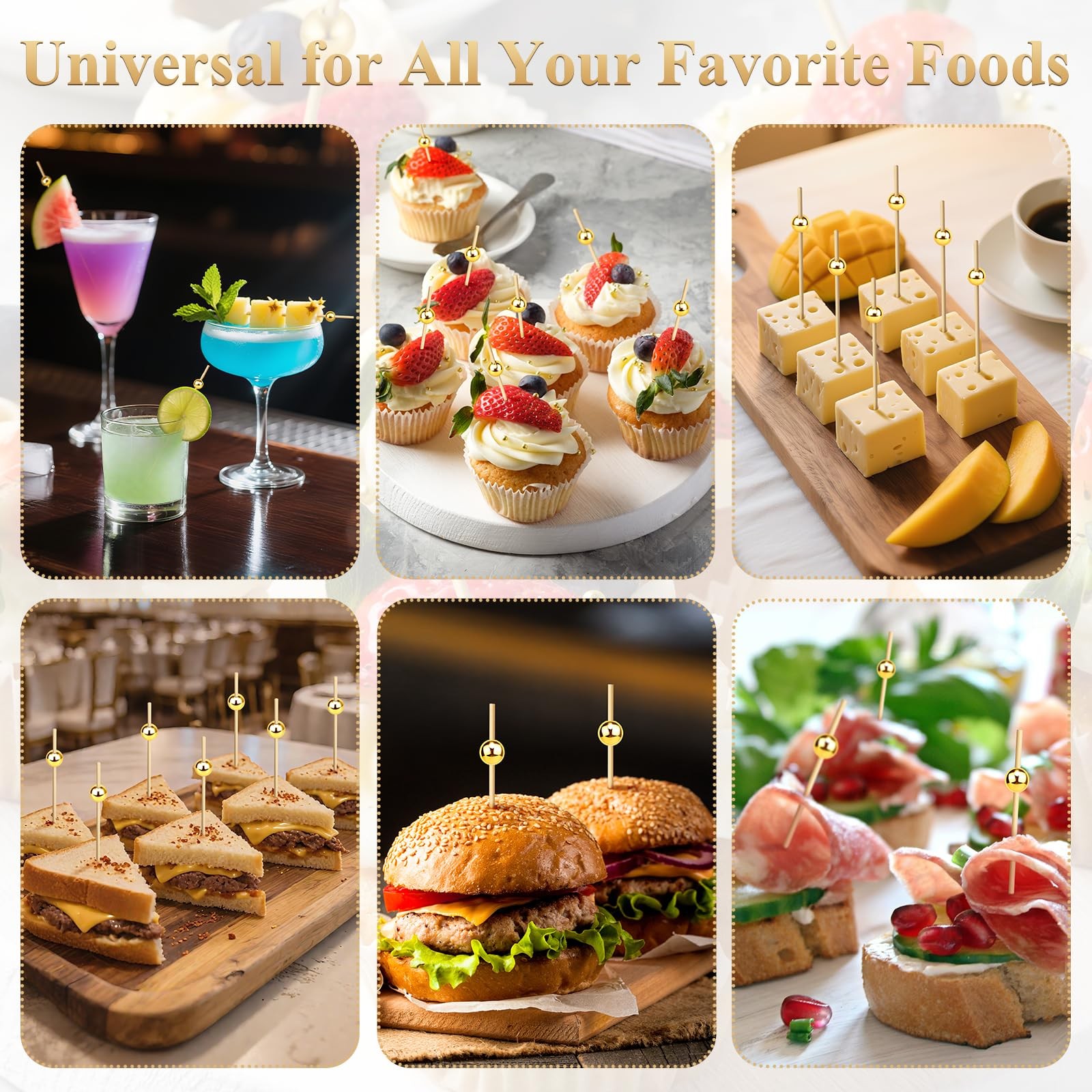 [300PCS] Cocktail Picks, Fancy Toothpicks for Appetizers Drinks Food Fruit, 4…