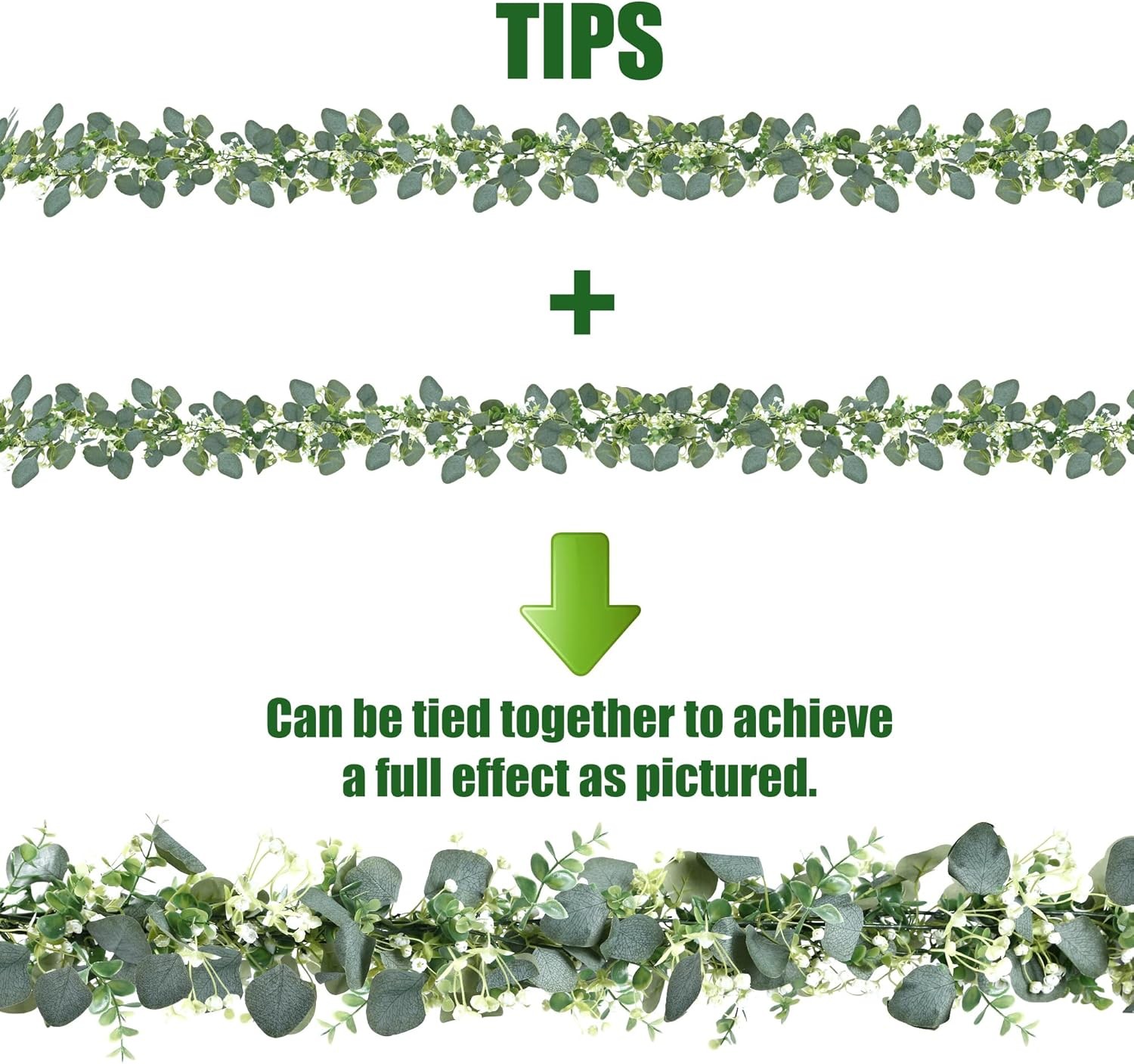 8 Pack Artificial Eucalyptus Garland Eucalyptus Leaves Vines Greenery Garland