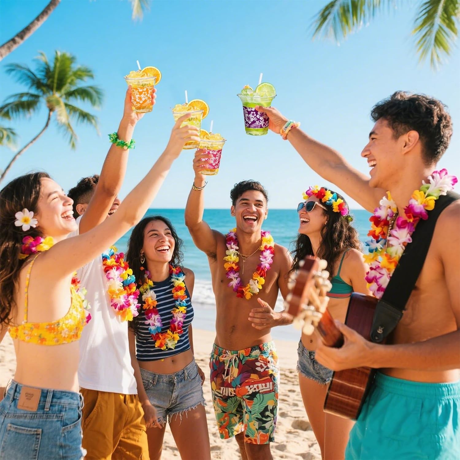 72-Pack 14oz Hawaiian-Themed Disposable Party Cups – Perfect for Any Occasion