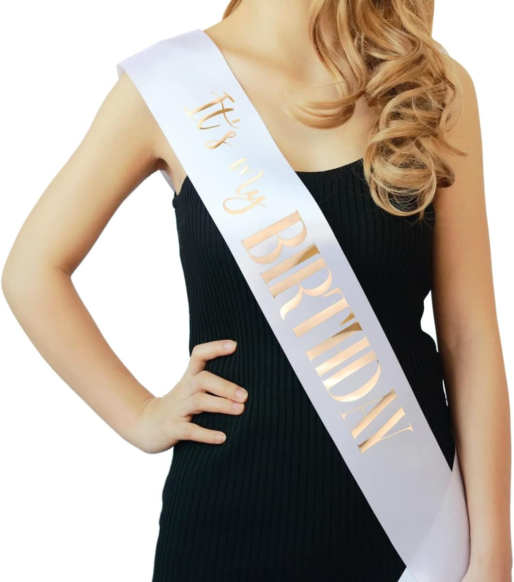 2 Pack It’S My Birthday Sash for Women,Black and White Sashes with Gold and Rose