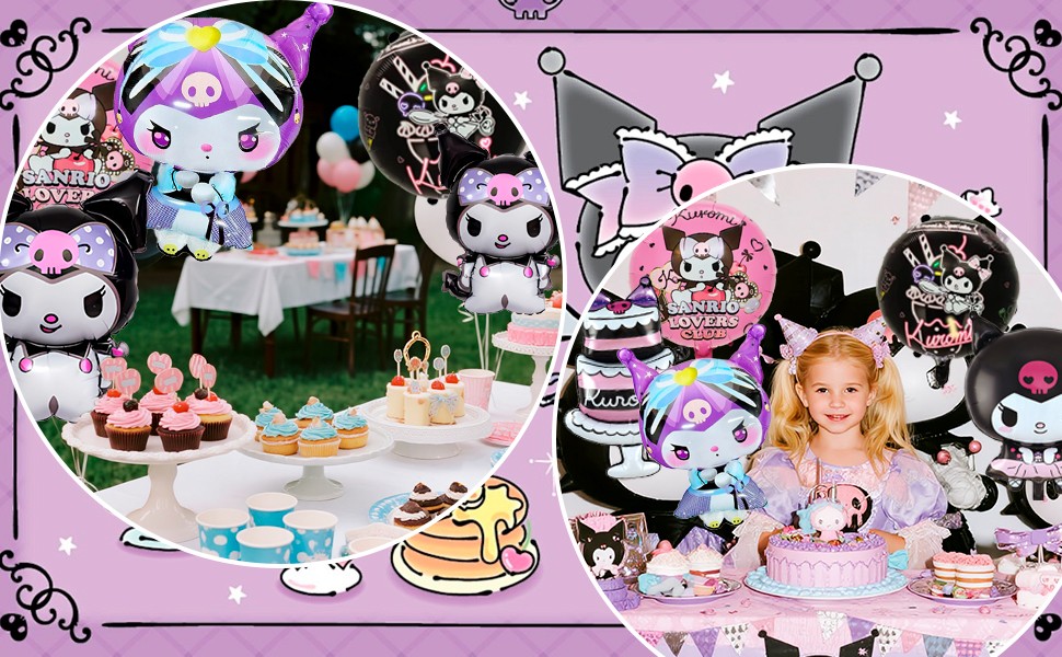 10 Pcs Kuromi Party Decorations Balloons Kuromi Character Foil Balloons for Kids