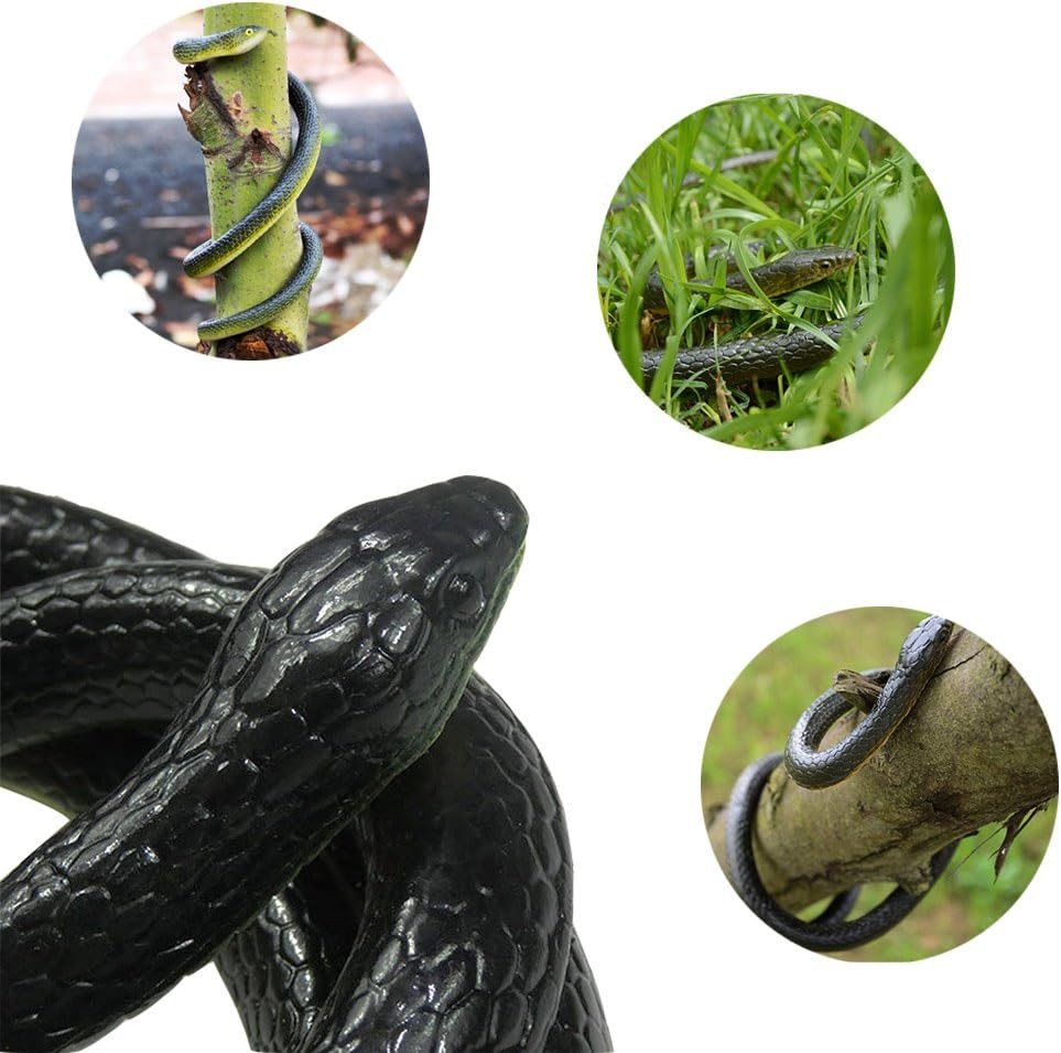 Realistic Rubber Snake, Lifelike Rubber Black Fake Snake Looks like Real Gag Gif