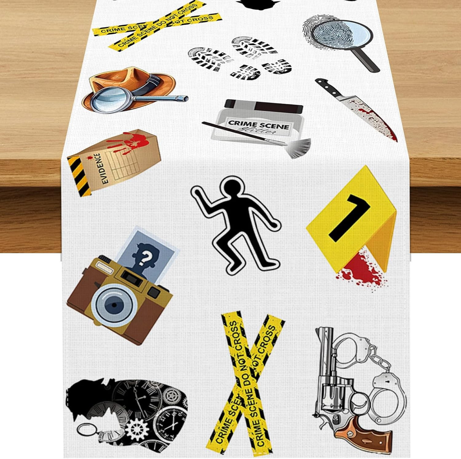 Detective Party Table Runner Spy Murder Mystery Theme Birthday Party Decoration