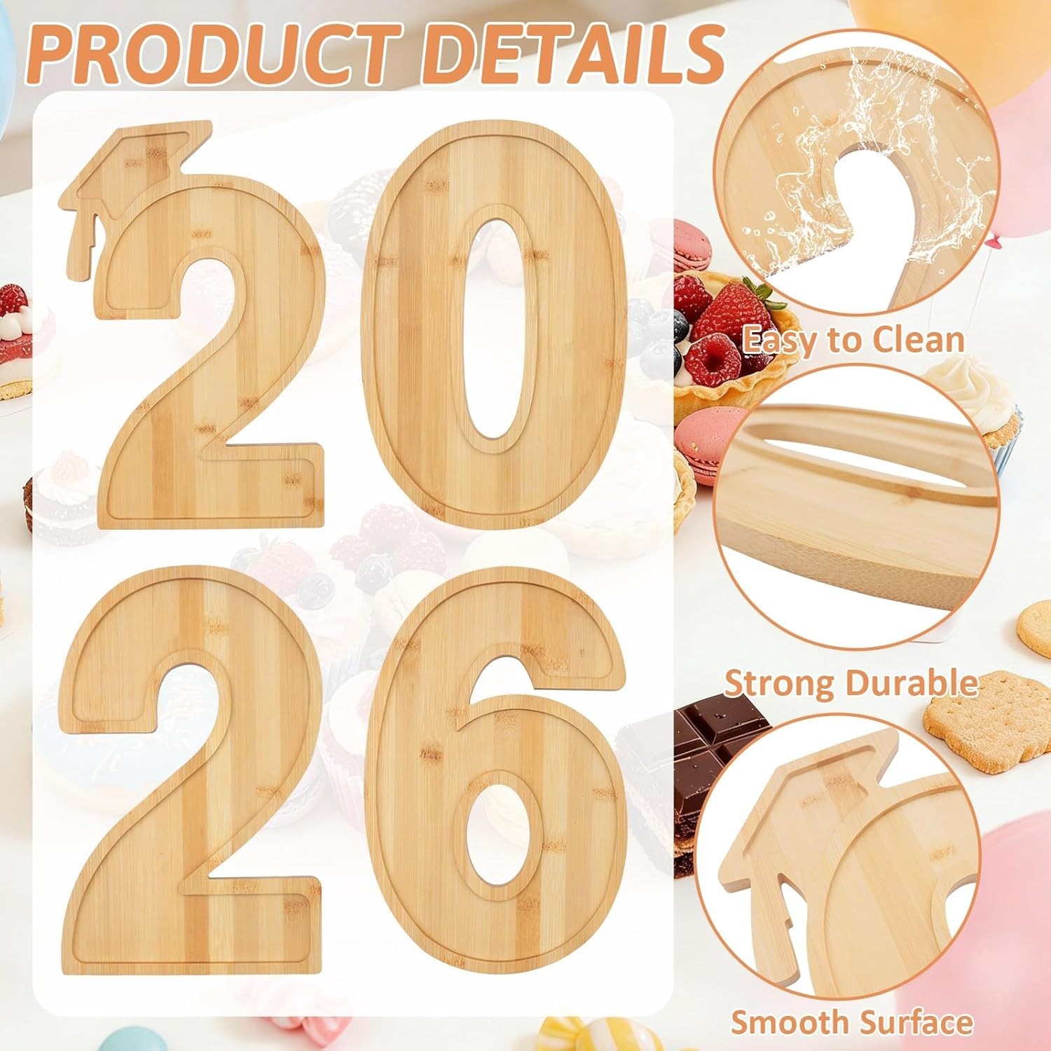 Graduation Number Charcuterie Boards Food Tray Plate Decorations for Parties