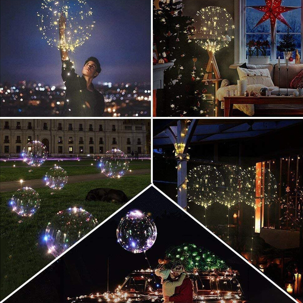 10 Pcs LED Light Up Bobo Balloons 20 Inch Graduation Birthday Wedding Decoration