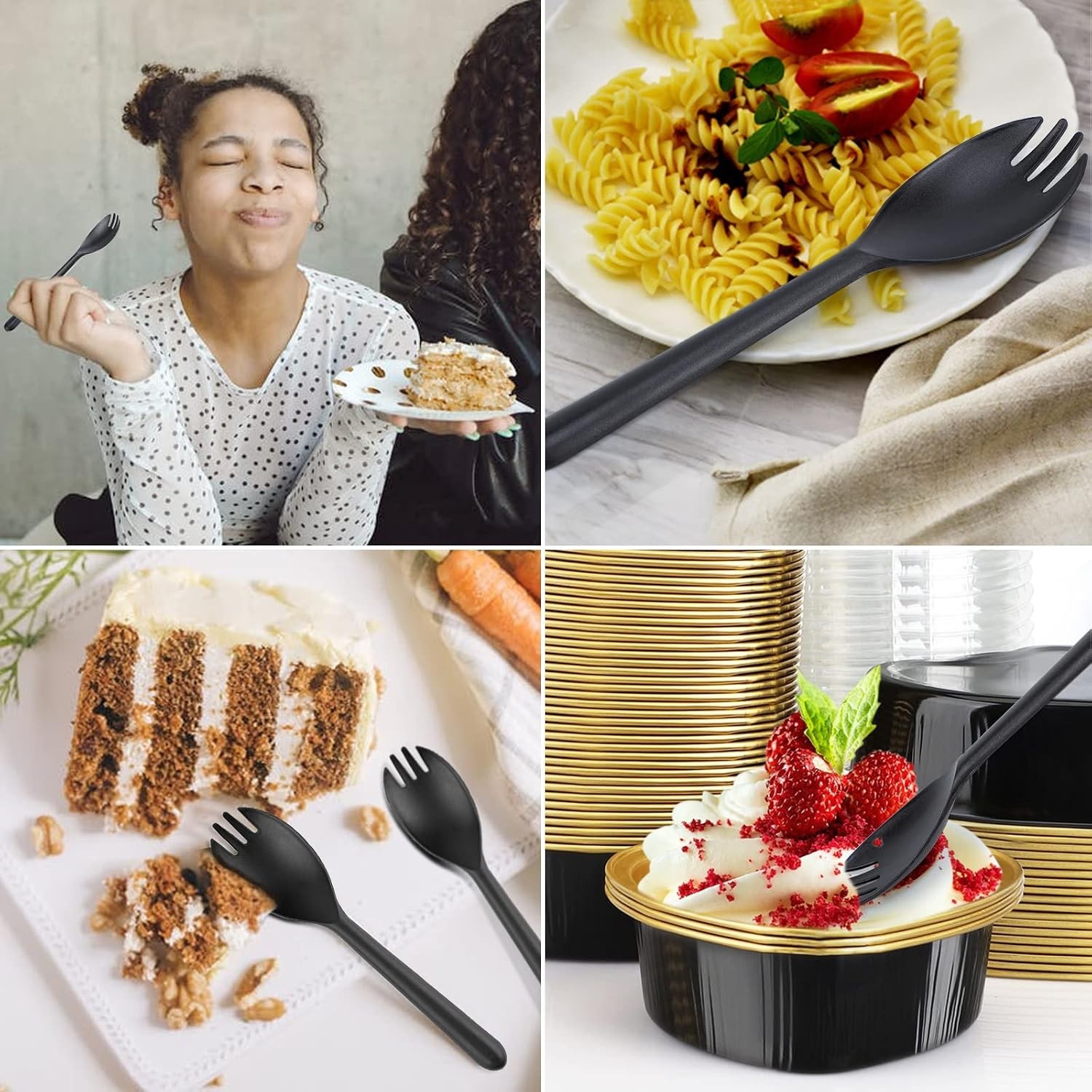 Disposable Forks and Spoons Bulk, 50pcs Plastic Spork 5.5″x1.2″ Heavy Duty