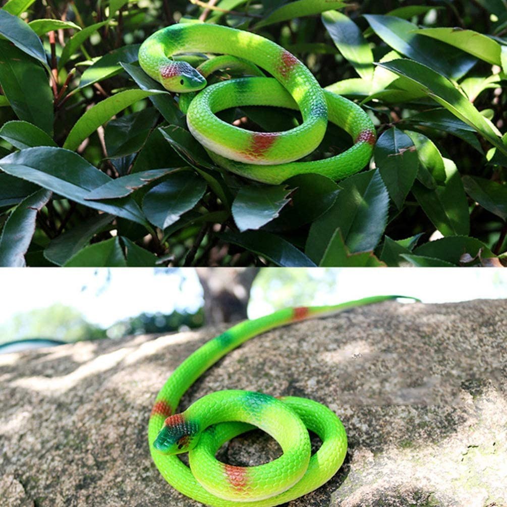 ZJMZZM Realistic Rubber Snakes – 4 Pieces 29 Inch Fake Rubber Snake to Keep B…