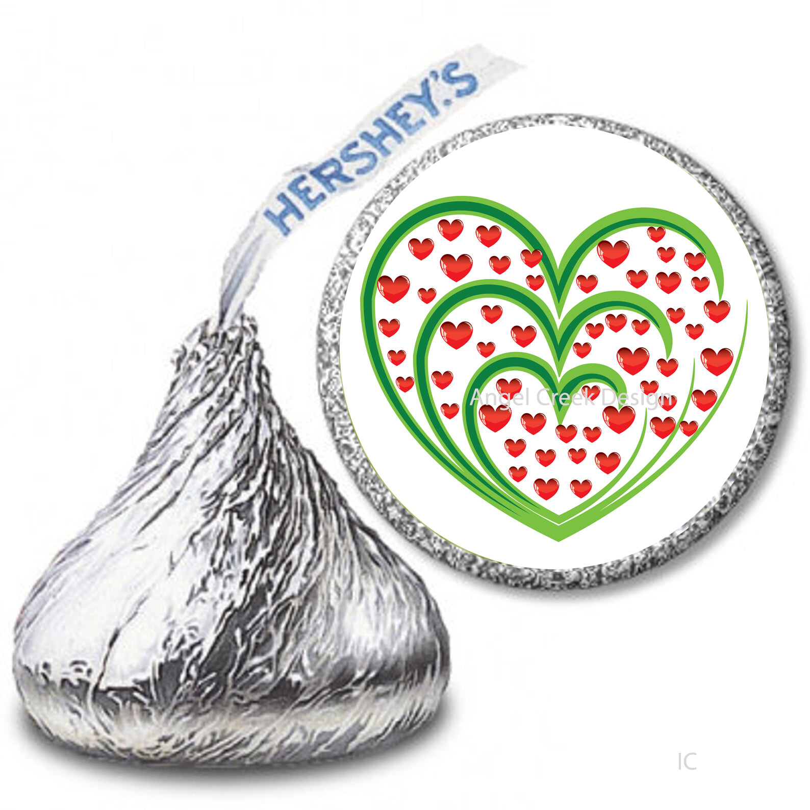 108 Triple Hearts Valentine Candy Favors Hershey Kiss Stickers Candy Wrappers