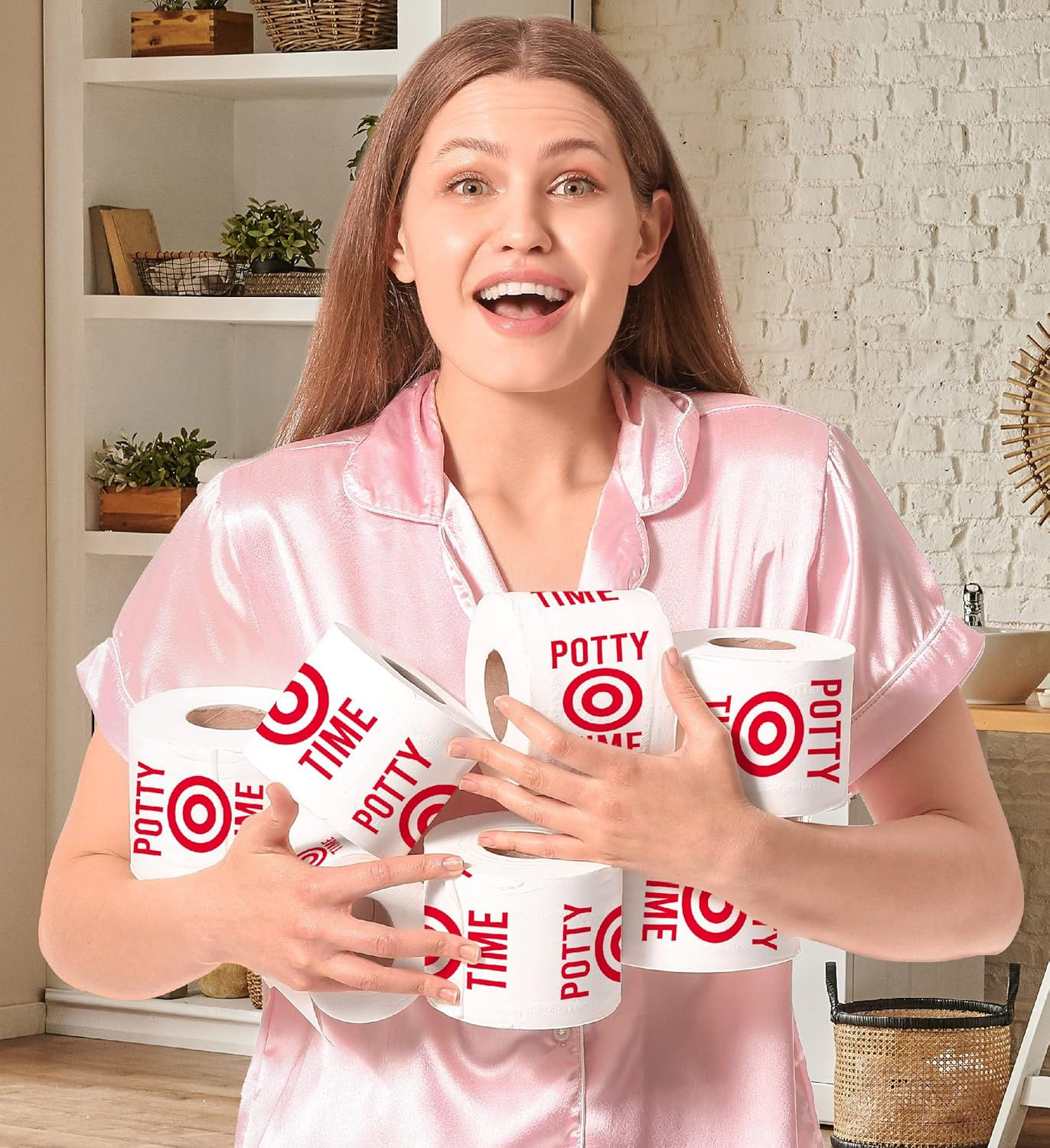 Potty Time Bulls Eye Printed Toilet Paper Gag Gift – Funny Toilet Paper Roll for