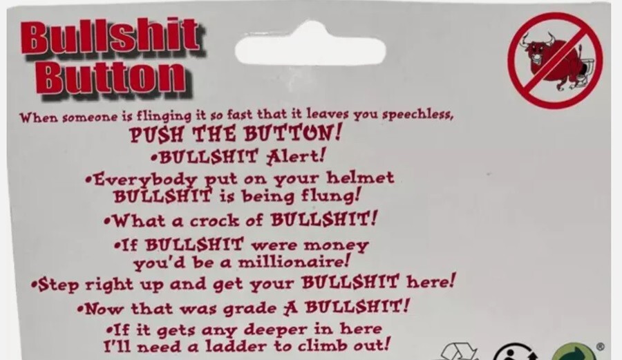Large Bullshit Button – Smell bullshit in the air? Perfect Funny Office Gag Gift