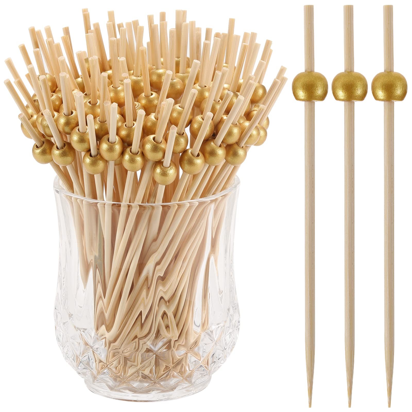 200 Pcs Cocktail Picks, 4.7 Inch Toothpicks for Appetizers, Bamboo Cocktail Stic
