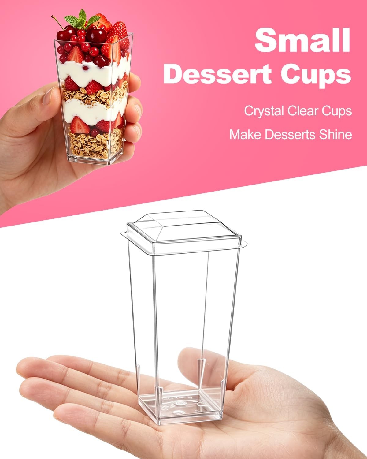 150 Pack Mini Dessert Cups with Lids & Spoons – Clear Plastic Parfait & Shooter