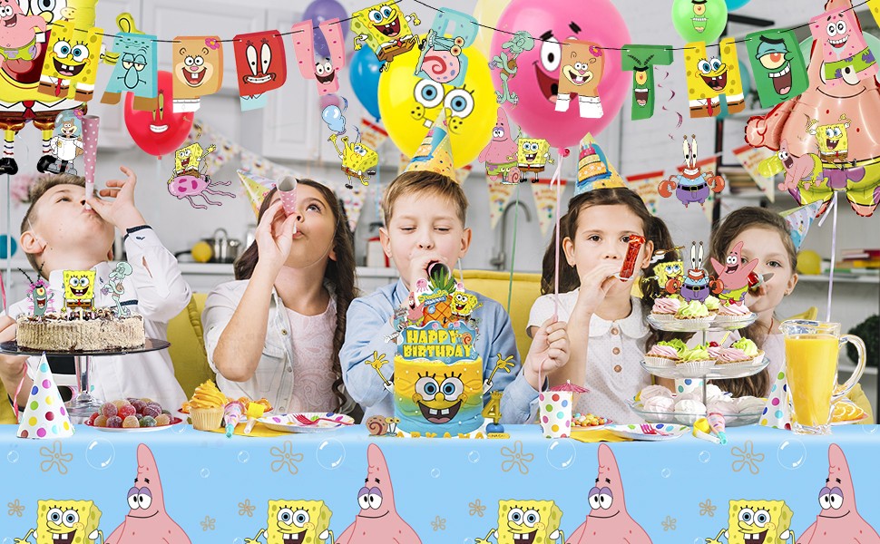 SpongeBob Party Decorations SpongeBob Birthday Supply Cake Topper Banner Balloon