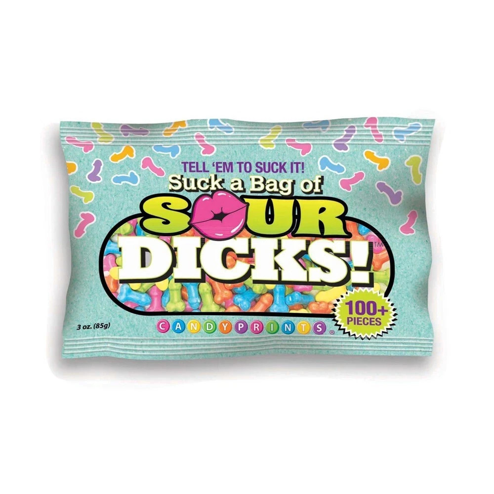 Suck A Bag Of Sour Dicks! Penis Shaped Candy 3 oz – Bachelorette Party Gag Gift