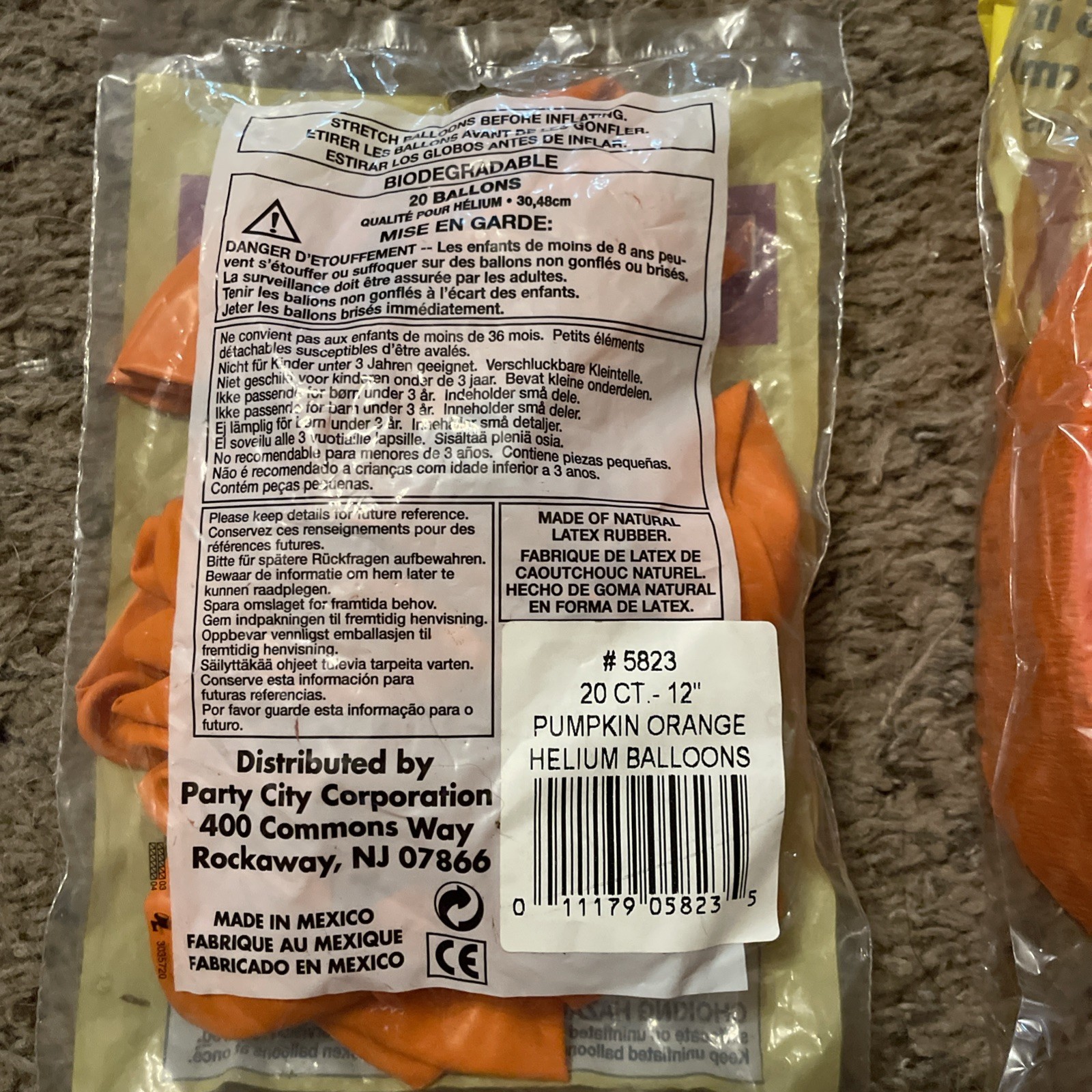 NEW Lot Of Party City Orange 12” 20 Balloons And 500 Ft. Crepe Streamers NIP