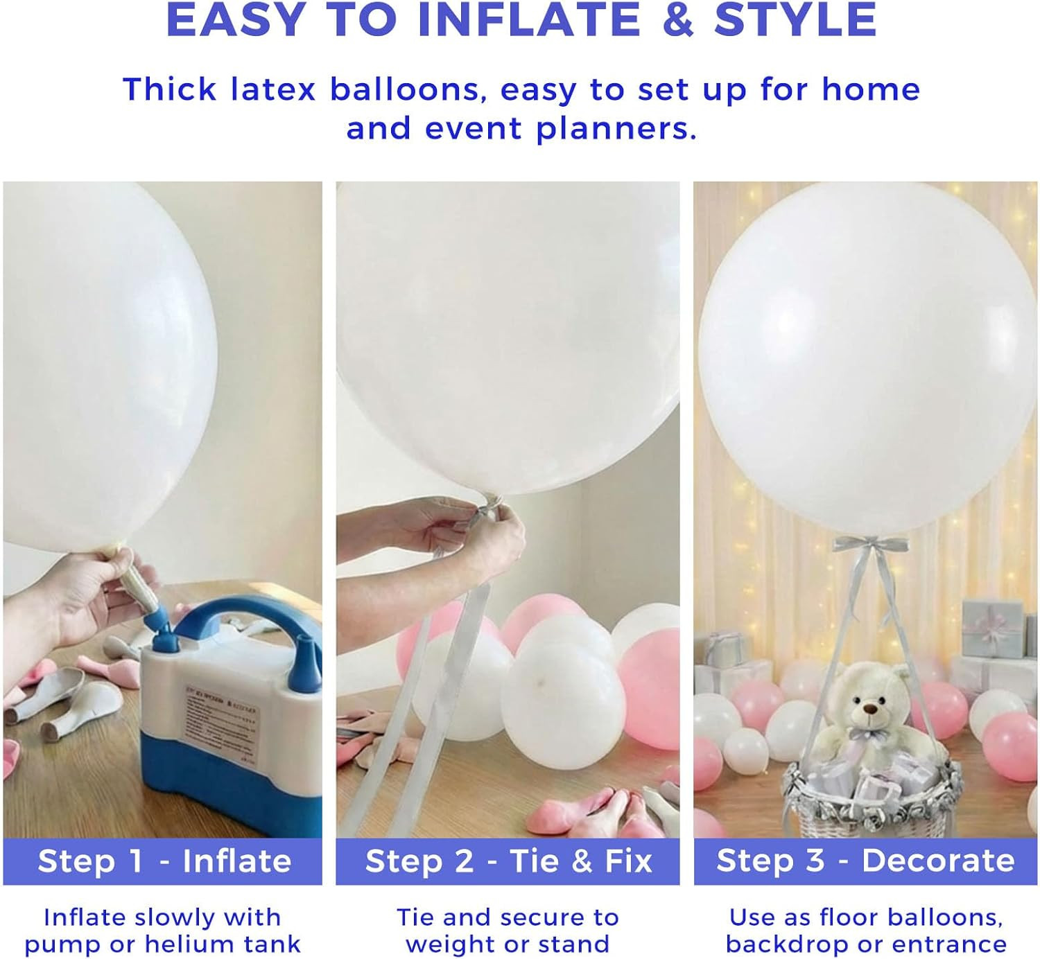 36 Inch Assorted Rainbow Large Latex Balloons, 15 PCS Big Multicolor Colorful Ba