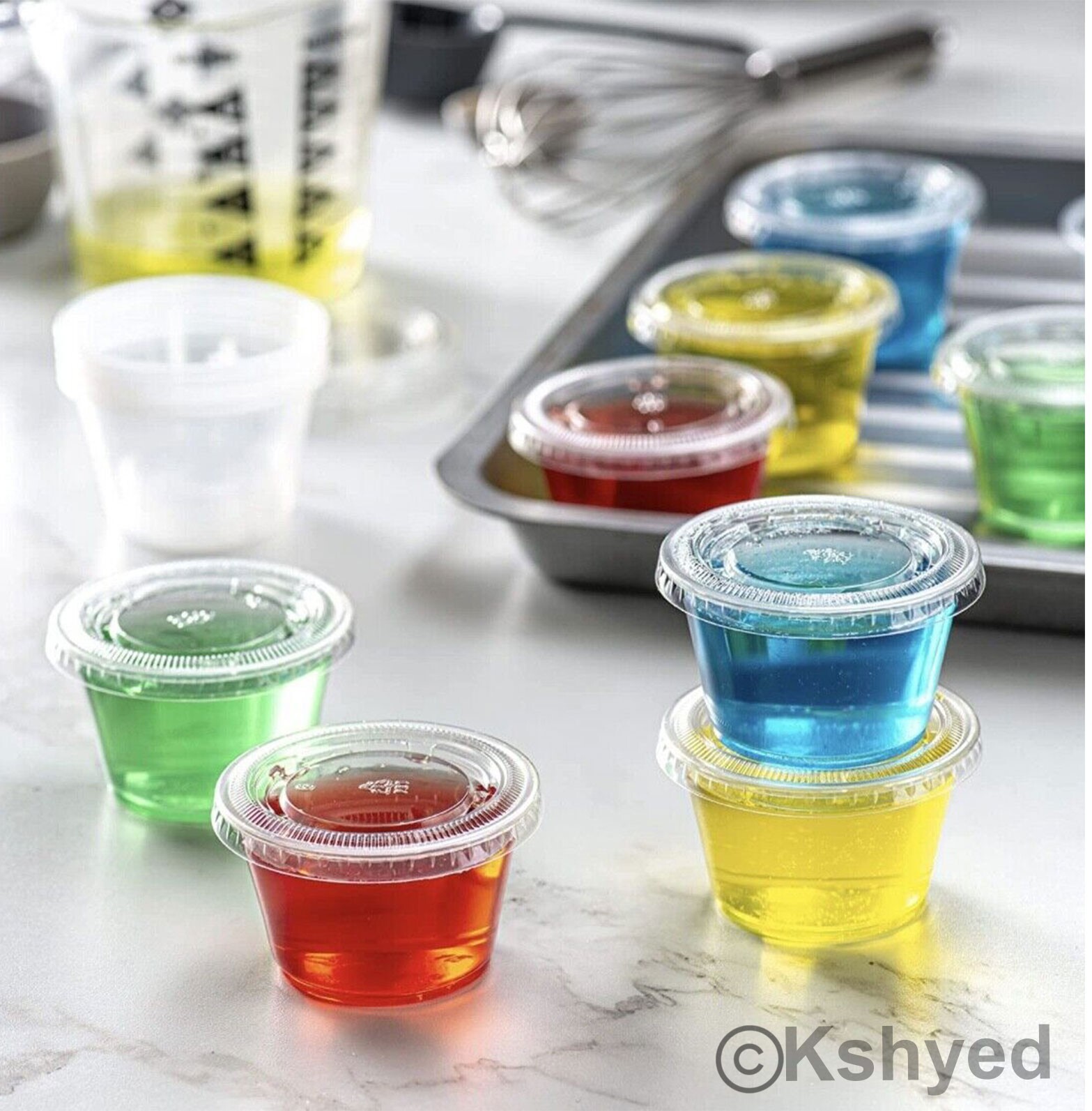 16 PCS Clear Shot Plastic Disposable Portion Cups With Lids In Bag 4 Oz – New