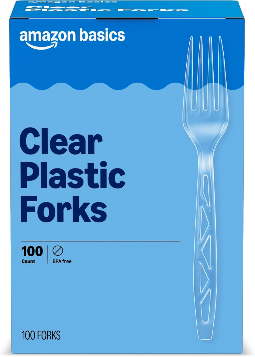 Disposable Clear Plastic Forks, Premium Quality, 100 Count, Large Pack, Packagin