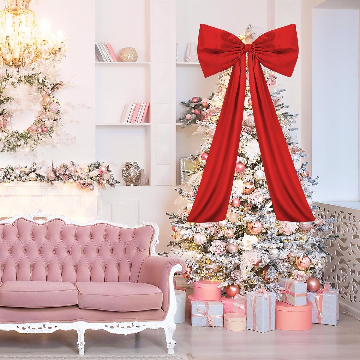 Red Large Bow Decor Big Bow Coquette Birthday Decoration for Room Giant Satin Ri