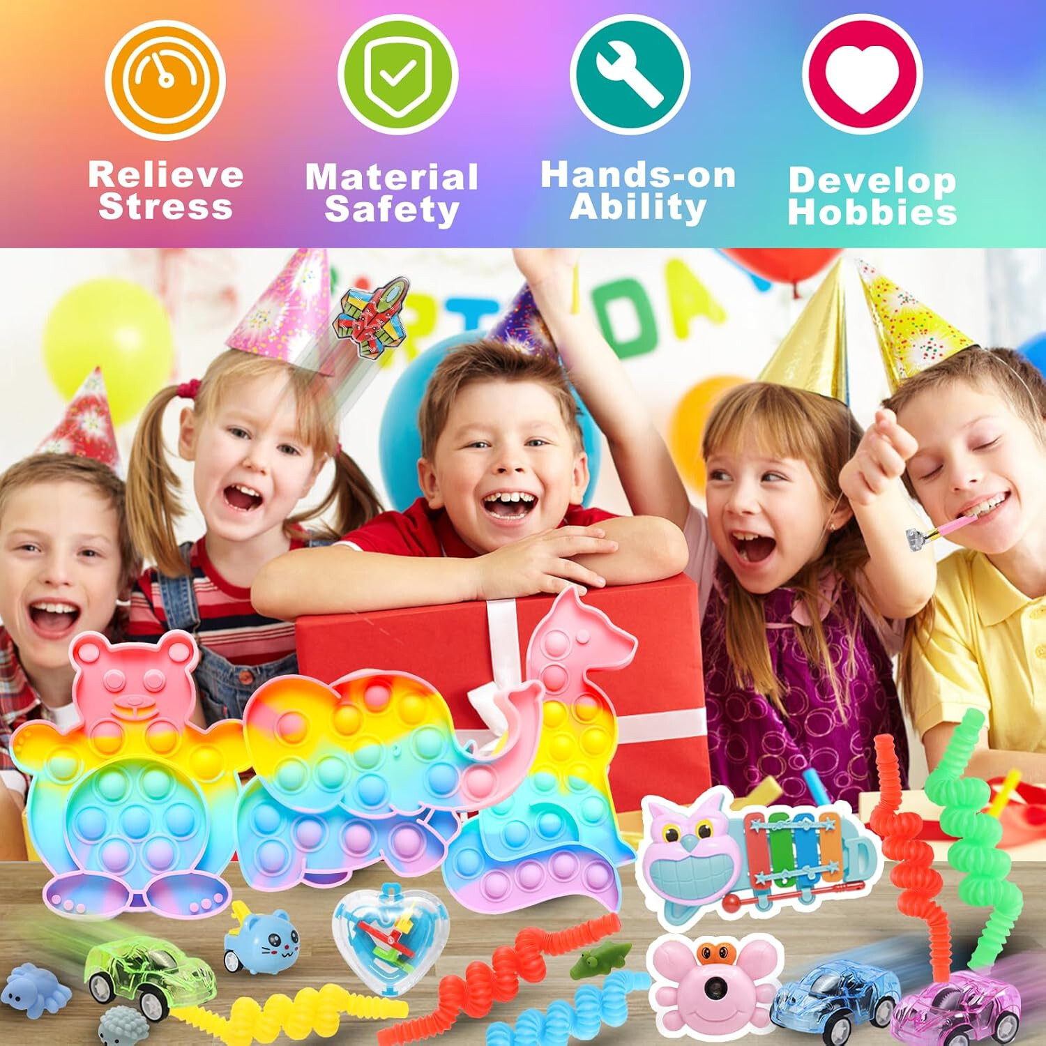 120-Piece Fidget & Variety Toy Pack – Kids Party Favors & Goodie Bag Fillers