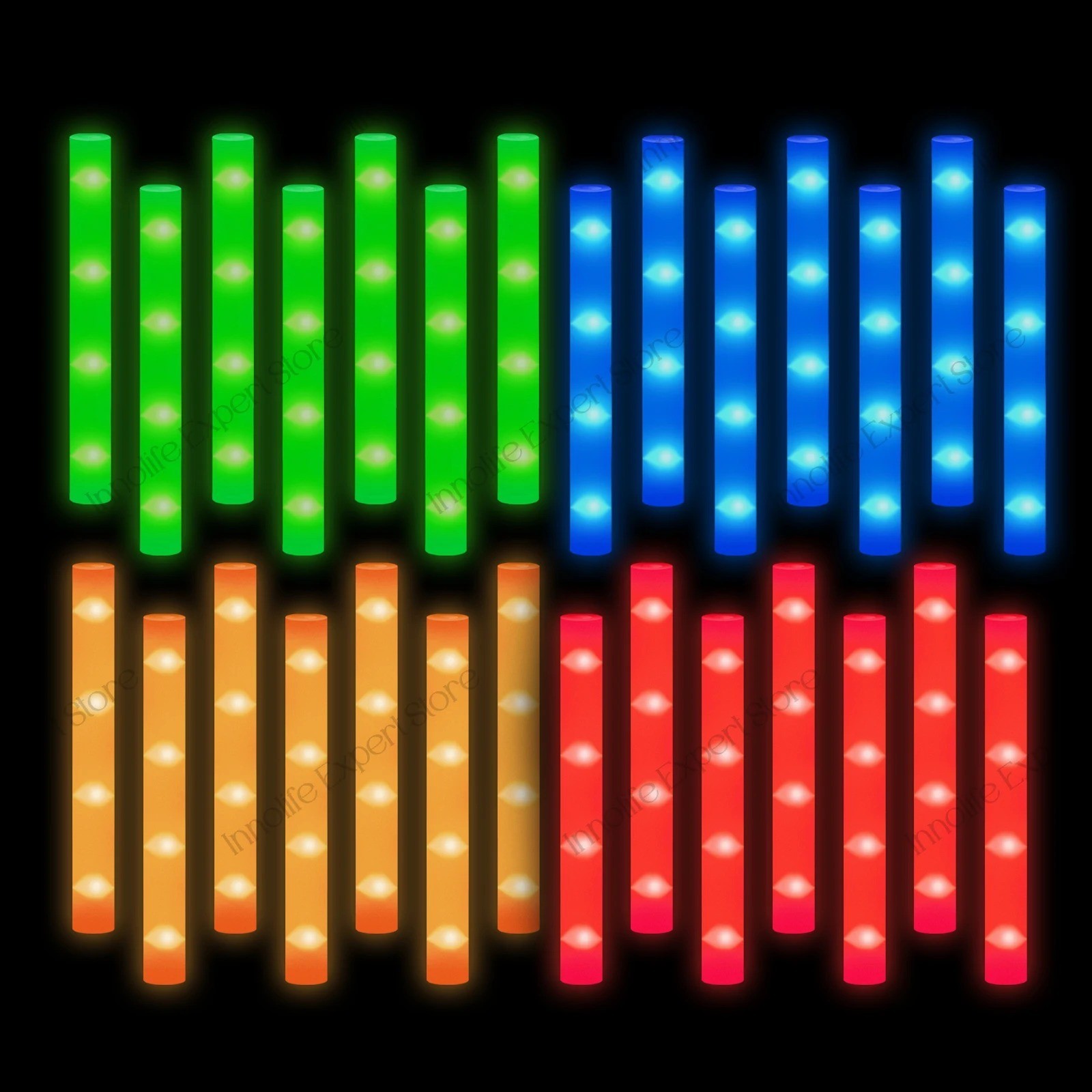 100-800Pcs LED Glow Sticks Bulk RGB Foam Light Up Concert Events Party Supplies