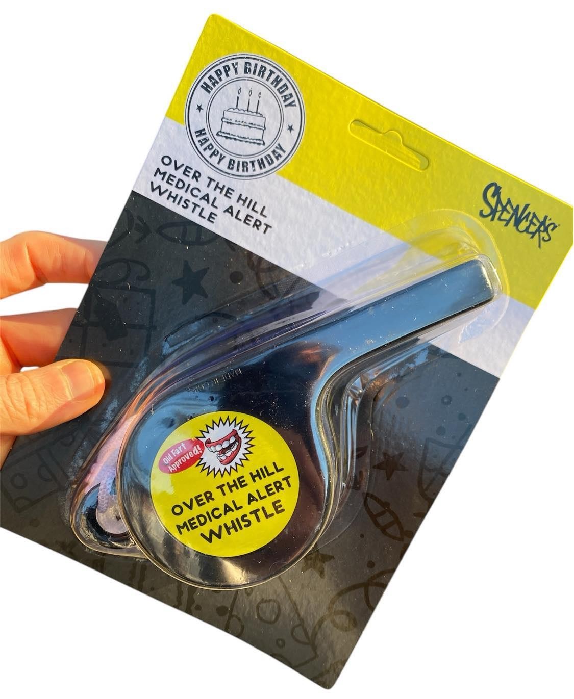 Over the Hill Medical Alert Giant Whistle – Funny Birthday Gag Senior Joke Gift