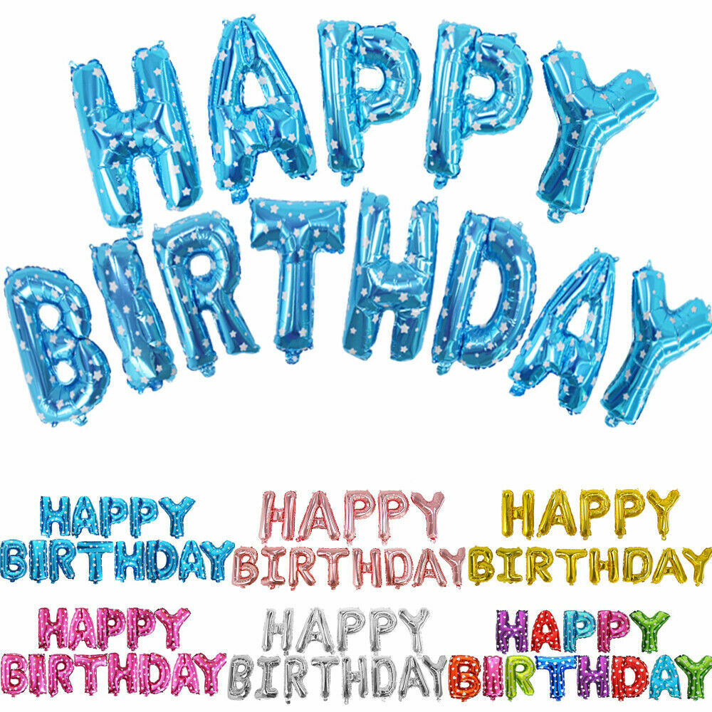 LARGE HAPPY BIRTHDAY SELF INFLATING BALLOON BANNER BUNTING PARTY DECORATION UK