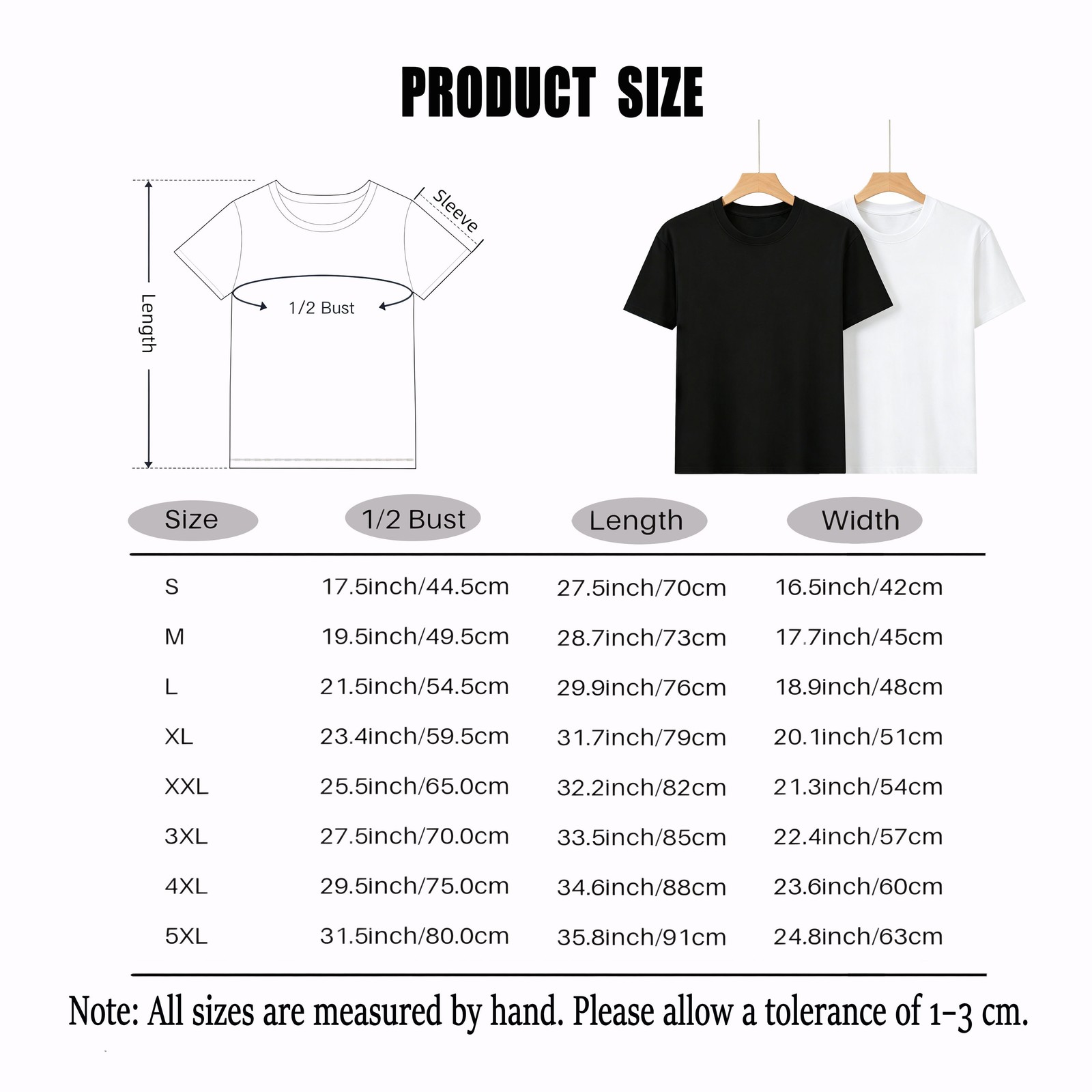 Hollowmark Custom Minimal Front Print Tee Black White S-5XL Casual Dark Shirt