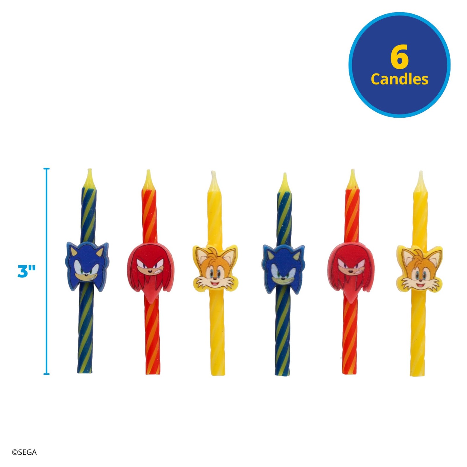 Sonic The Hedgehog Cake Candles | 6 1.05 inches x 5.75 inches, Multicolor