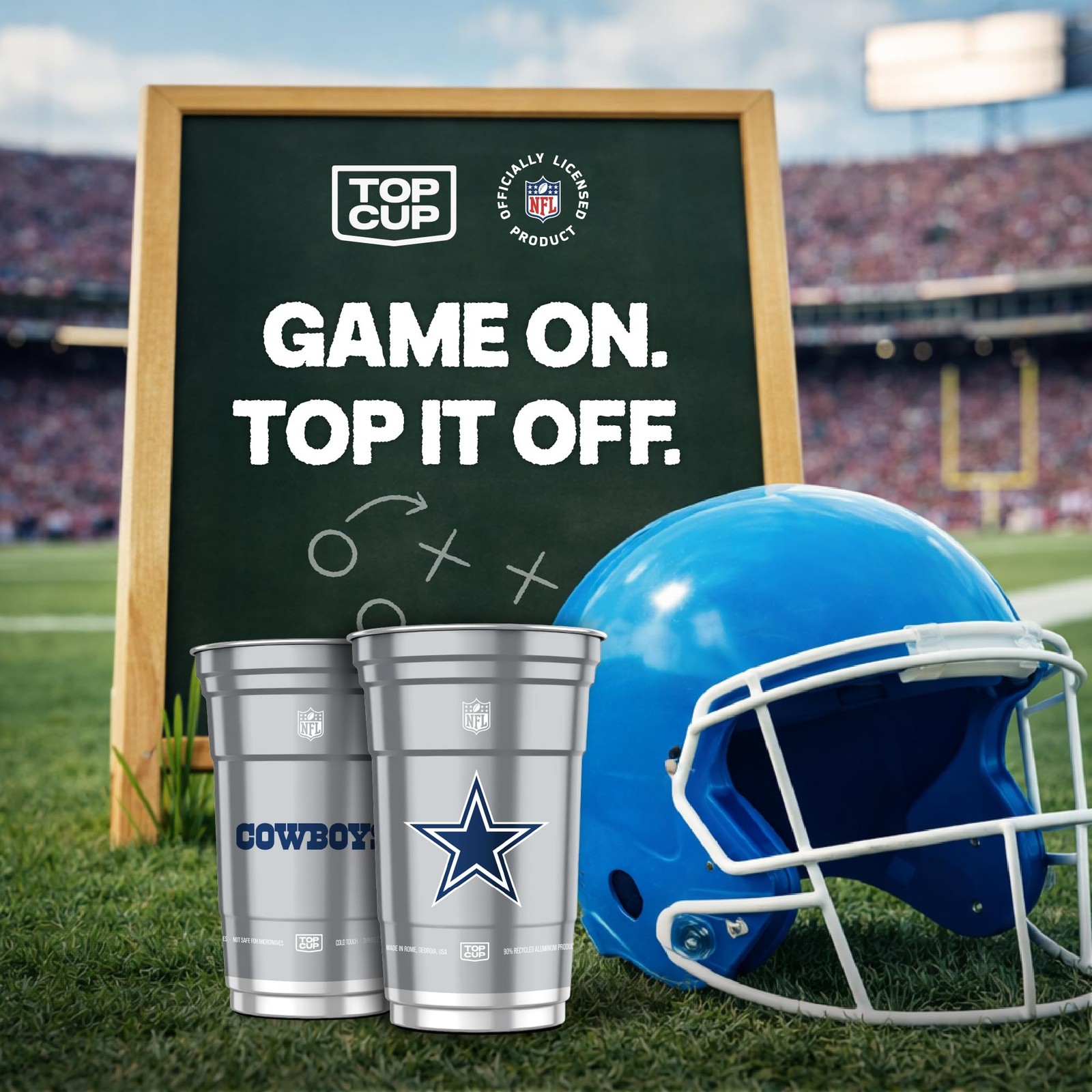 Top Cup Nfl Dallas Cowboys 20 Oz Reusable Aluminum Cups 20 Count Officially