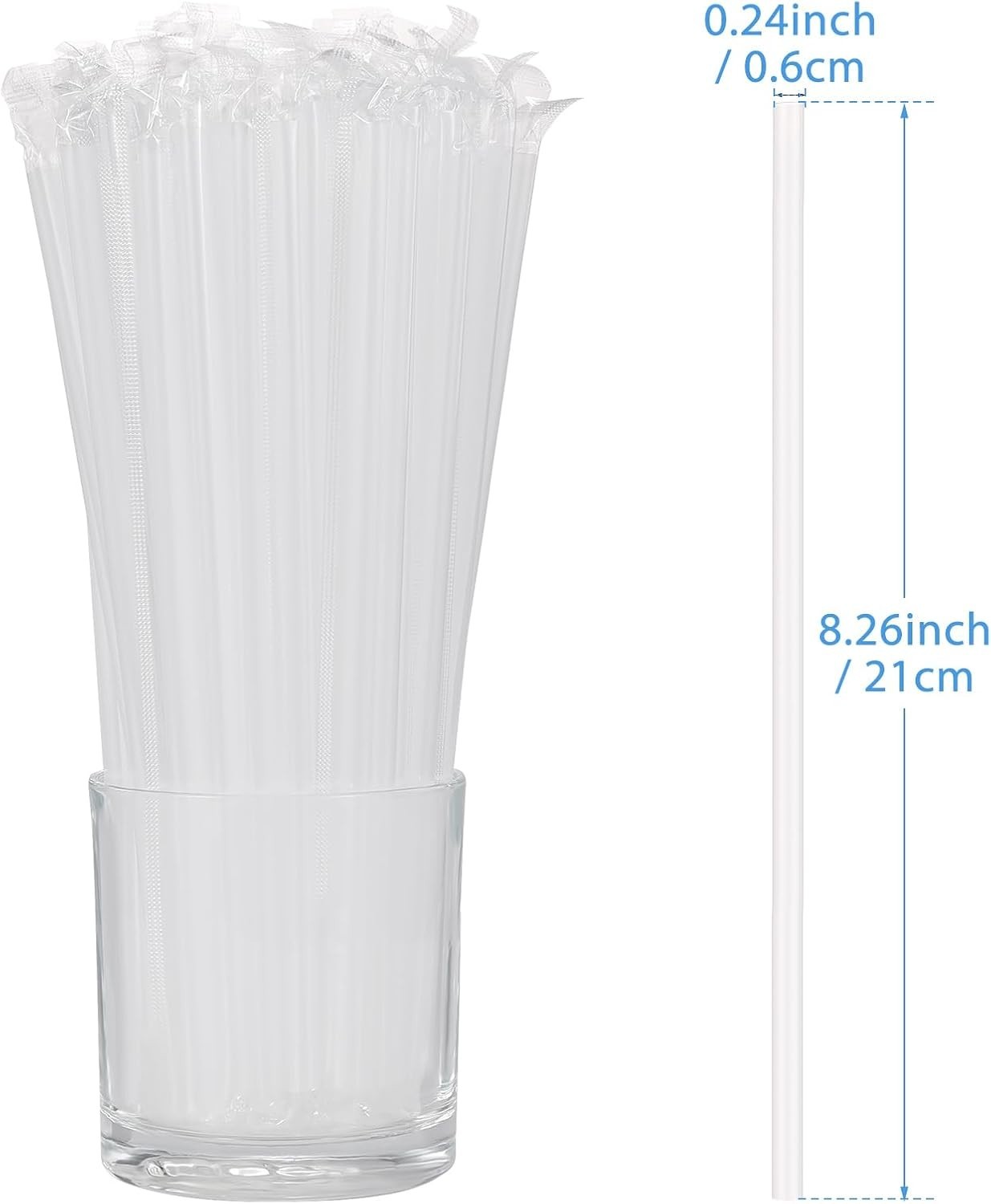 Individually Wrapped] 100Pcs Disposable Plastic Straws – 8.26 Inches Long 0.2…