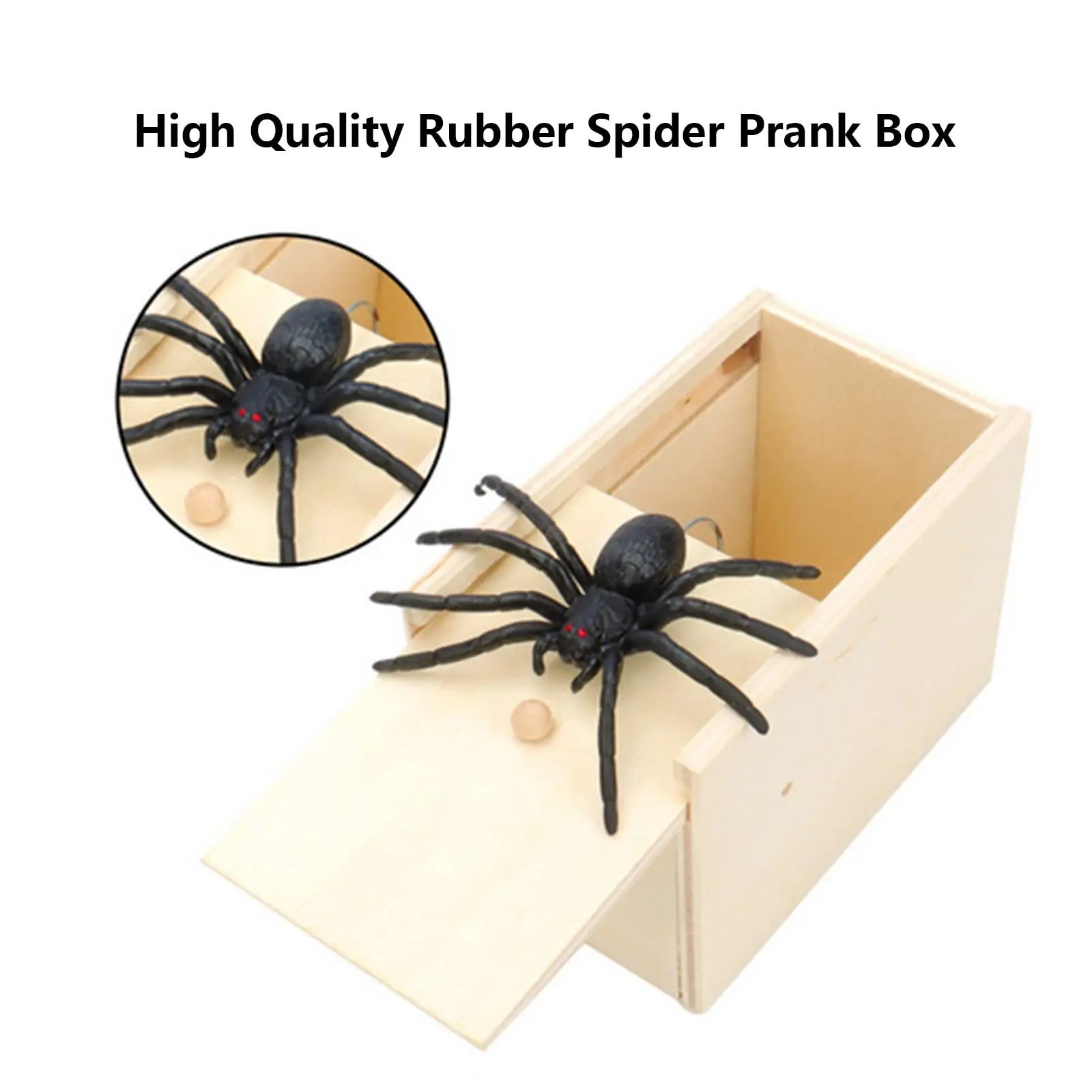 Wooden Prank Spider Scare Box Hidden in Case Trick Play Joke Scarebox Gag Toy N