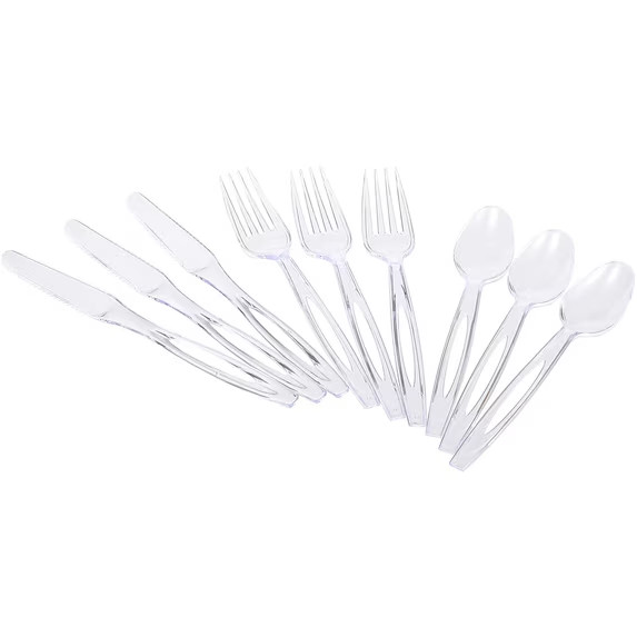 Glad 240 Count Clear Plastic Cutlery Set Forks Knives Spoons Party Utensils