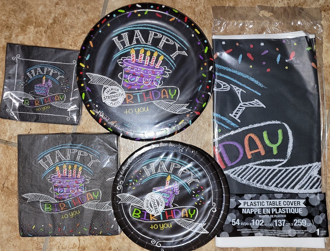 CHALK HAPPY BIRTHDAY – Birthday Party Supply SUPER kit for 16